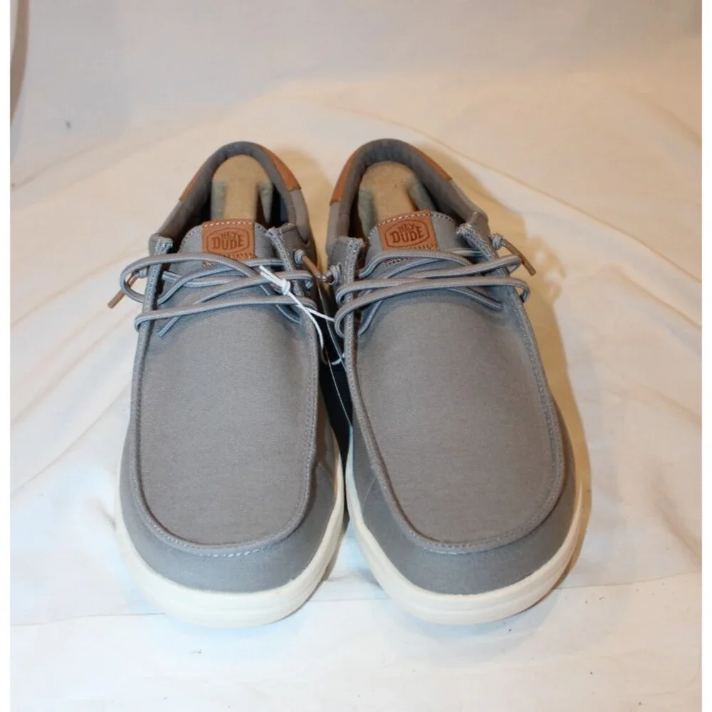 Hey Dude Paul Canvas Men's Lace-Up Sneakers MONUMENT GRAY NIB SZ 8